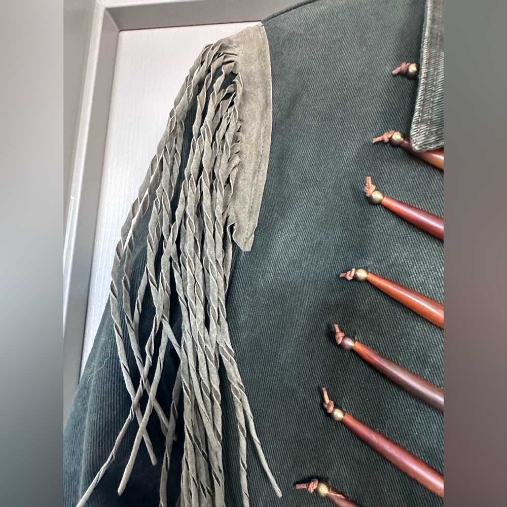 Double D Ranch Vintage Denim Fringe Jacket – Cropped Western Cowgirl M - Picture 7 of 16